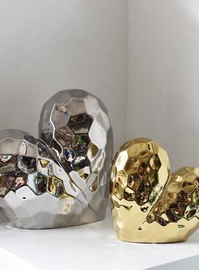 爱心摆件客厅意式极简轻奢高级感艺术家居电视柜酒柜美容院装饰品