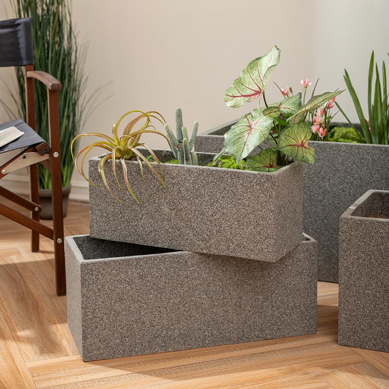 长方形花箱镁泥花盆马槽户外阳台庭院隔断花卉绿植种植箱彷石盆景