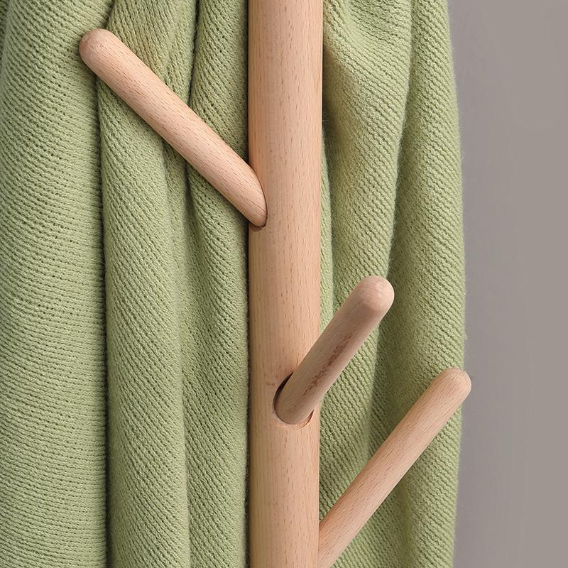 榉木衣帽架挂衣架落地实木卧室简约现代北欧风格单杆式衣架