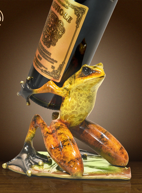 纯铜青蛙红酒架摆件新中式装饰品