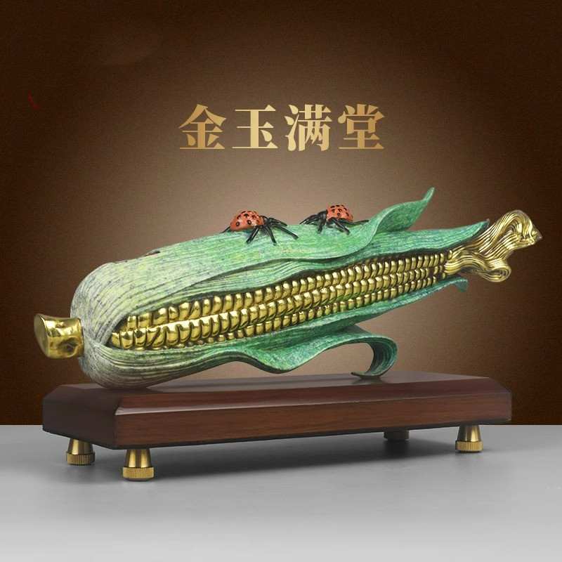 纯铜金玉满堂玉米摆件工艺品