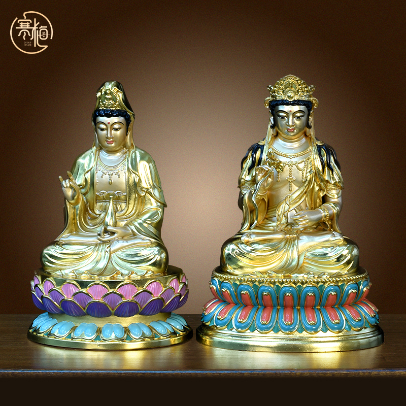 纯铜观音摆件坐莲菩萨观世音