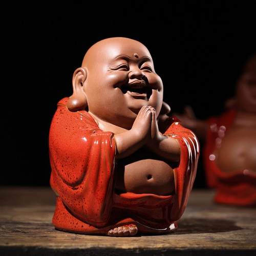 招财弥勒佛茶宠摆件紫砂大肚笑佛禅意可养茶玩茶台茶具佛系小摆件