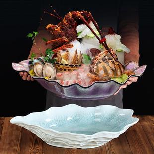 高档密胺鱼生专用盘刺身盘三文鱼刺身干冰盘海鲜姿造盘火锅肥牛盘