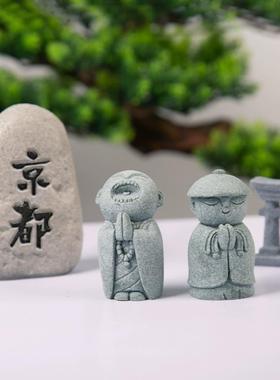 禅意日式小和尚京都地藏造型鱼缸水族盆景搭配微景观造景茶宠摆件