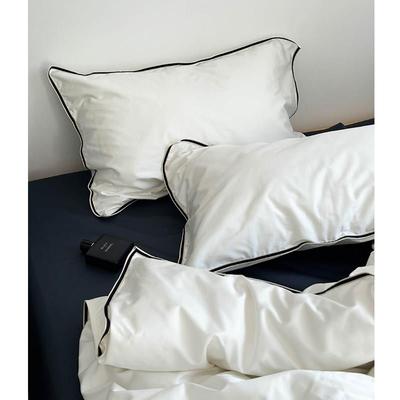 现代简约高级感轻奢白色100支全棉长绒棉贡缎床单被套丝滑四件套