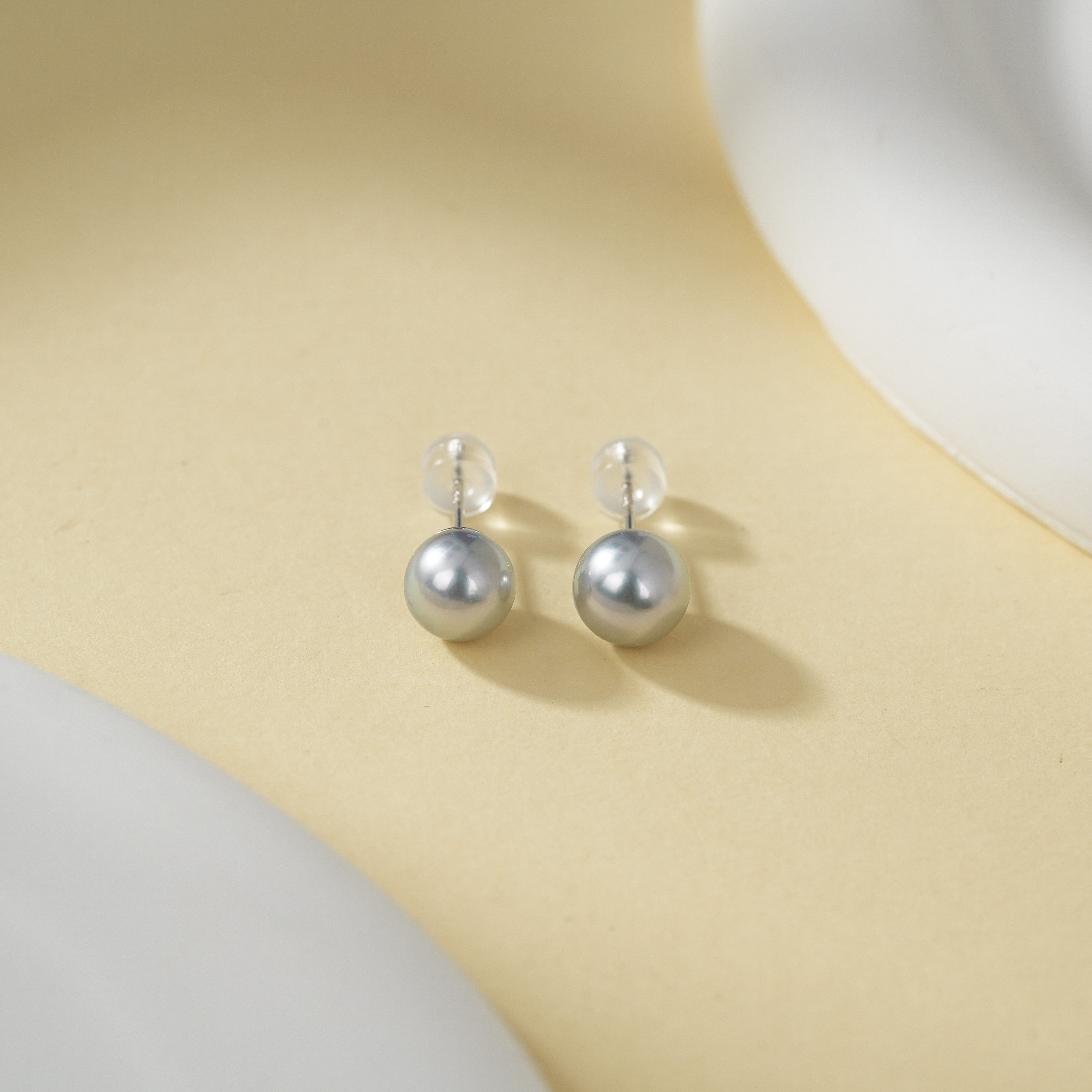 S925银真多麻天然海水珍珠耳钉