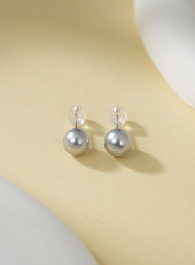 云上叙S925银真多麻天然海水珍珠耳钉有核强光耳饰V07950-E（商城