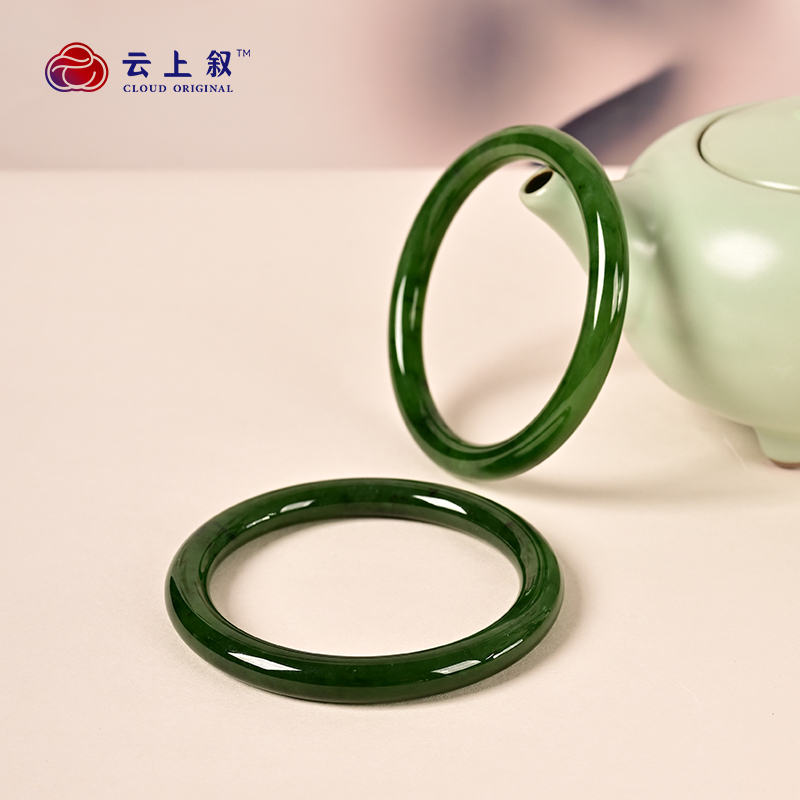 天然和田玉手镯碧玉圆条镯子