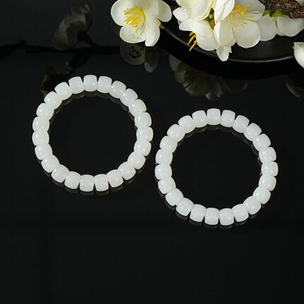 云上叙12 DS27087 和田玉单圈手串多样性发其一-8.5*7mm（甄选）