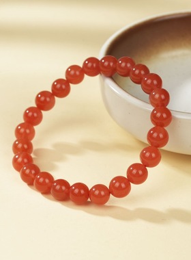 云上叙天然保山南红单圈手串冰红时尚女手饰手链V08806-E（商城）