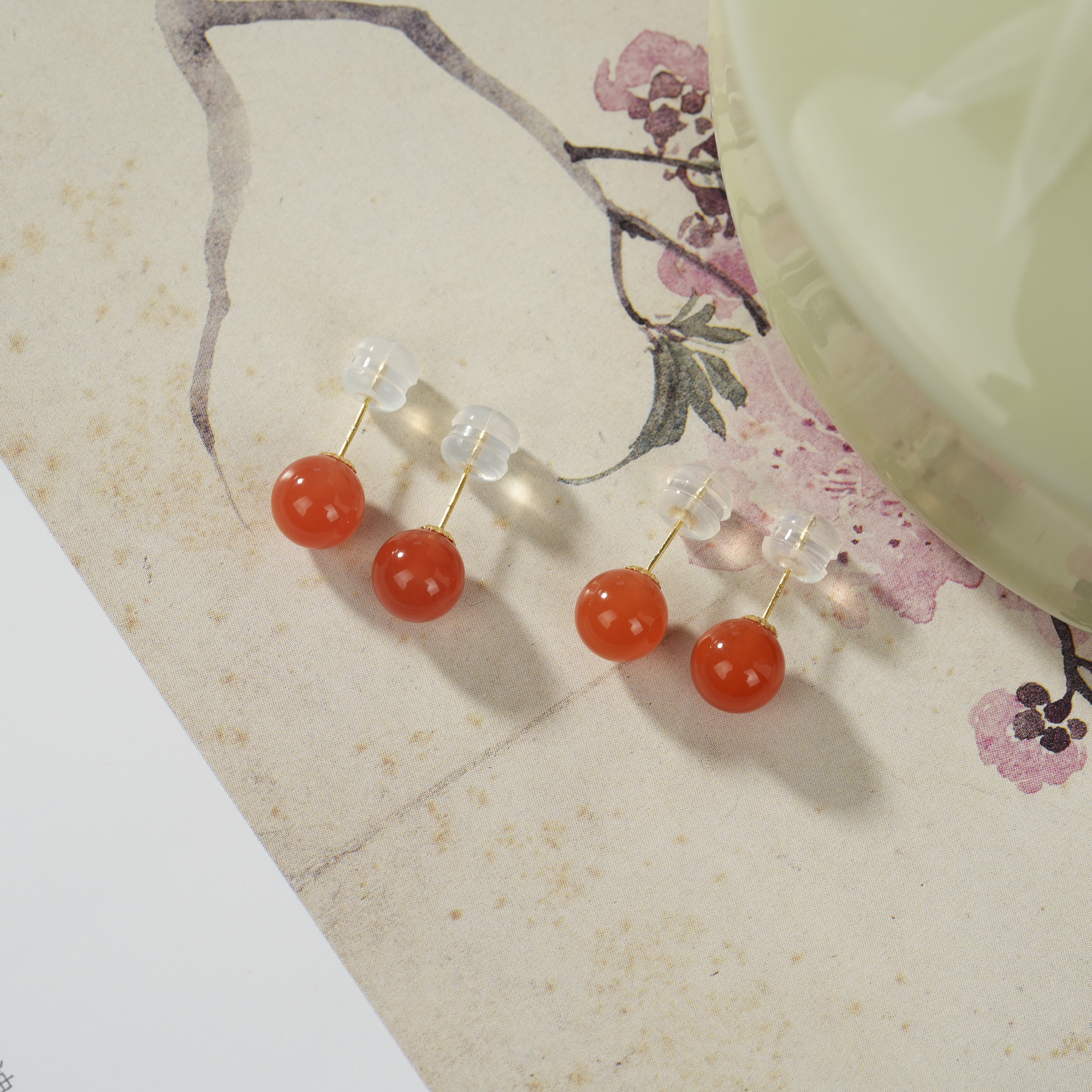 云上叙25 DS61784 南红圆珠耳钉-多样性发一件-7mm（甄选）,饰品/流行首饰/时尚饰品新,耳饰,淘宝优惠券,粉丝福利购,淘宝优惠卷