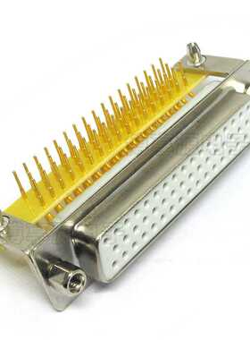 DR50母头车针镀金实心针HDR50焊板式DB50针插座90度弯母50P带支架