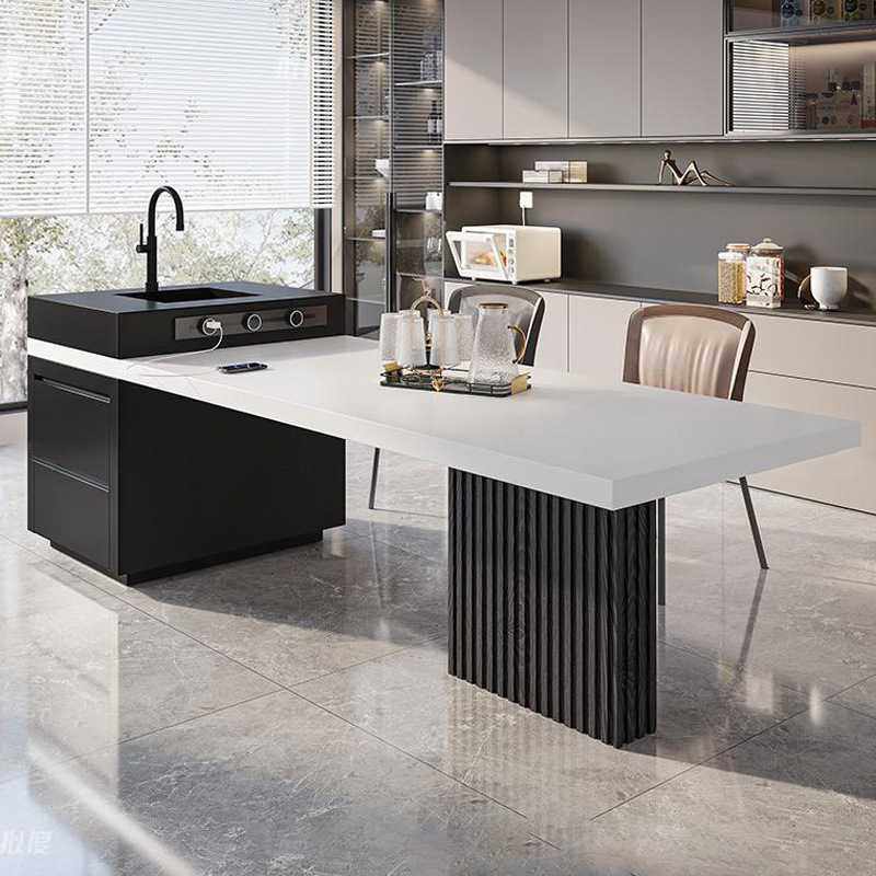 现代极简岩板岛台餐桌一体可伸缩水盆中导台多功能吧台电磁炉水槽,住宅家具,岛台餐桌,淘宝优惠券,粉丝福利购,淘宝优惠卷