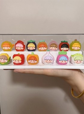 萌粒展示盒系桌面摆件卡通阿卓水果蔬菜diy装饰品汽车载公仔