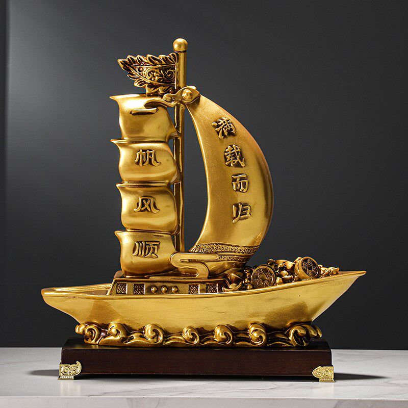 一帆风顺帆船摆件家居客厅办公室酒柜电视柜玄关装饰开业乔迁礼品