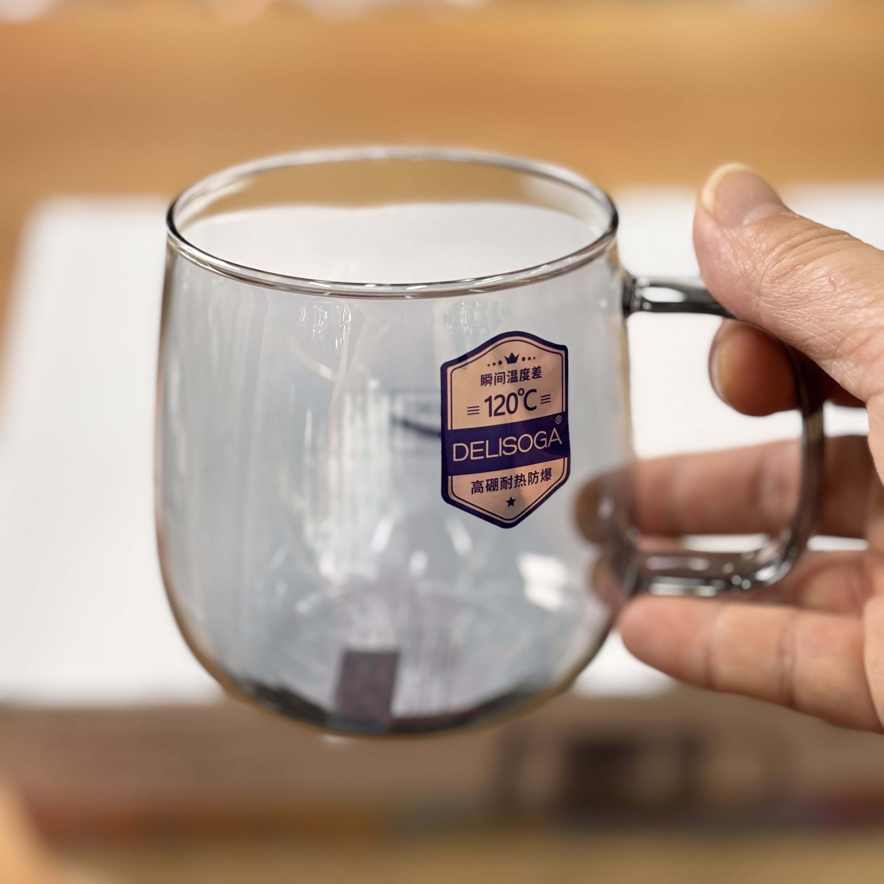 德力青苹果高硼硅炫彩玻璃把杯时马克杯