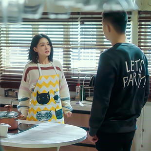 围裙女家用厨房2021新款网红夏季薄款防水可爱猫咪做饭男李沁同款