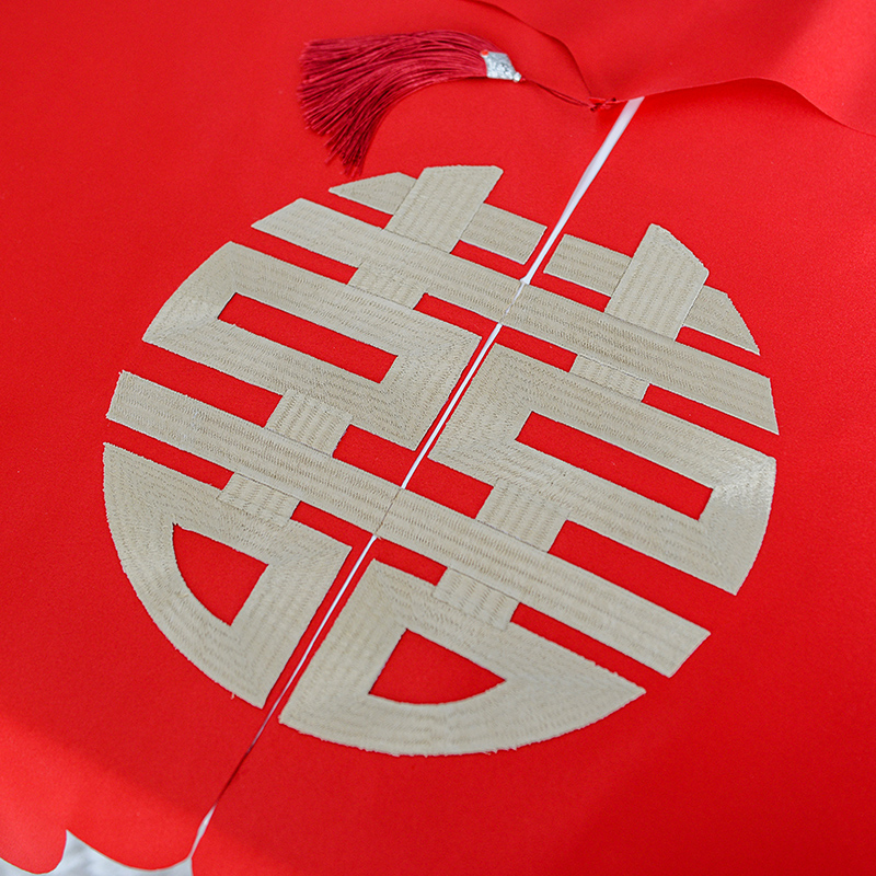 喜嫁新中式门帘结婚婚房卧室挂帘红色喜庆中国风免打孔布艺隔断帘