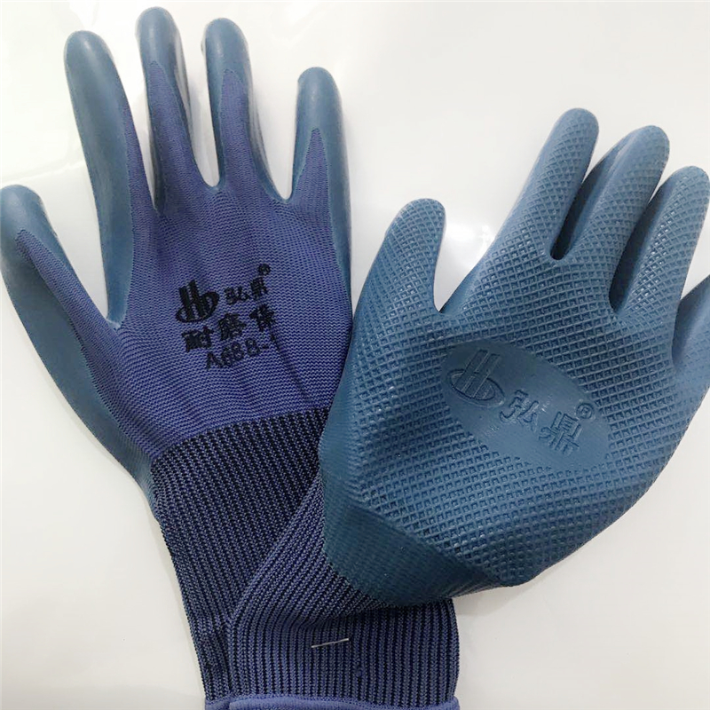弘鼎保新款压纹手套耐磨结实加厚胶皮塑胶防滑建筑工地劳保男均码