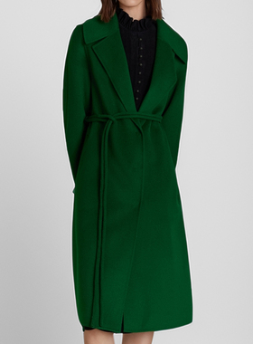 素芭高级感双面呢大衣女冬季立体双线腰带设计时尚复古外套SJ0797