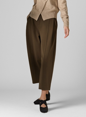 素芭复古宽松锥形长裤女冬季简约纯色时尚百搭挺括休闲长裤SP0823