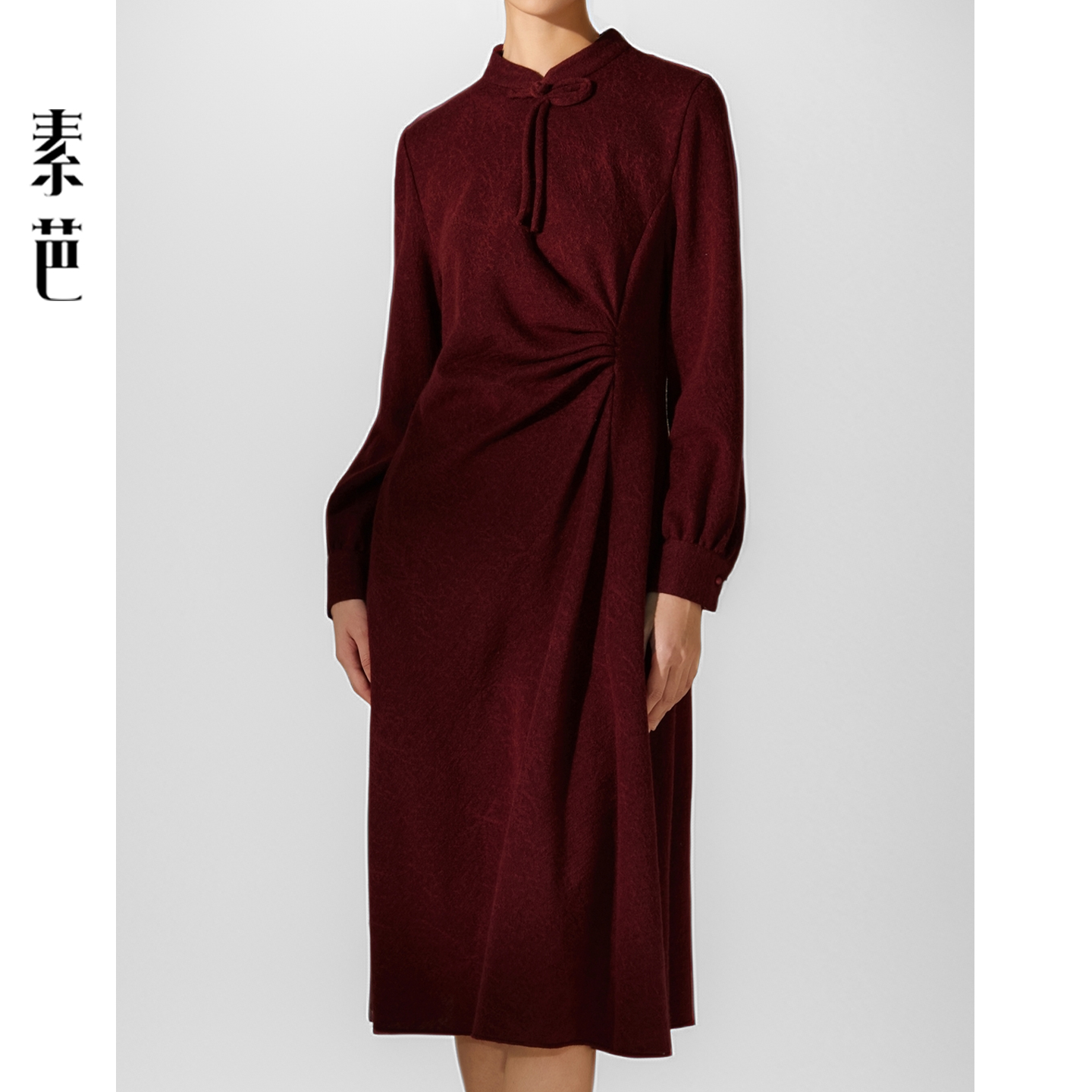 新中式立体捏褶连衣裙