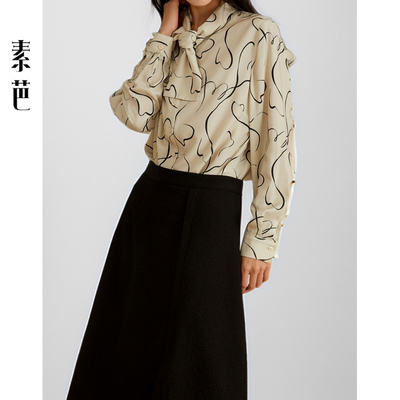 素芭雅奢线形印花衬衫