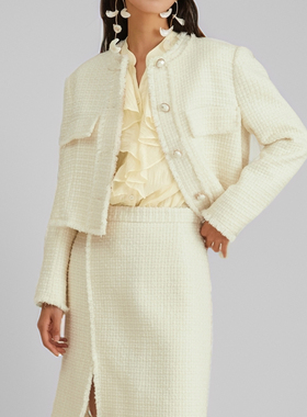 素芭立体精致奶白色小香风外套女春高级感时尚百搭休闲上衣SS0939