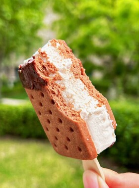 2支 五丰臻我三明治饼干夹心巧克力冰淇淋 田牧绿钻0蔗糖绿豆雪糕