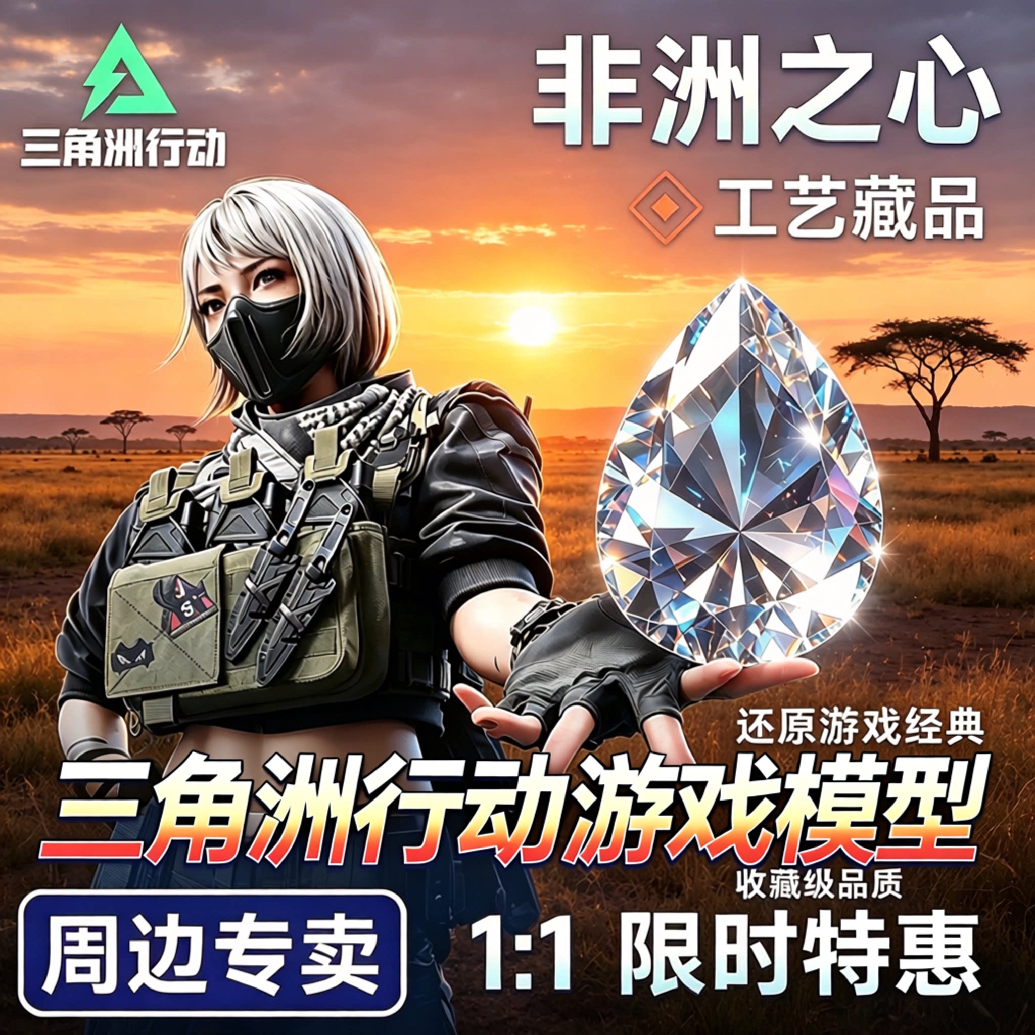 大号正版6cm非洲之心水晶道具模型海洋之泪三角洲行动游戏周边男图片