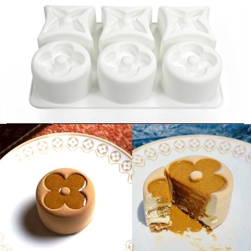 三维创意甜点下午茶慕斯硅胶烘焙模具大牌老花图案法式蛋糕硅胶巧