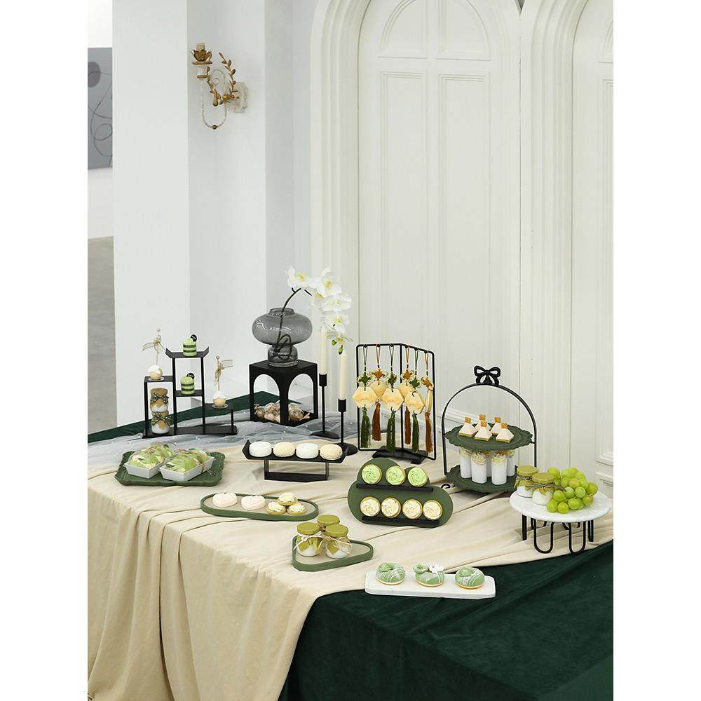 中式婚庆甜品台摆件 莫兰迪蛋糕架 大理石糕点盘 黑色高端点心架,餐饮具,果盆/果盘/果篮,淘宝优惠券,粉丝福利购,淘宝优惠卷