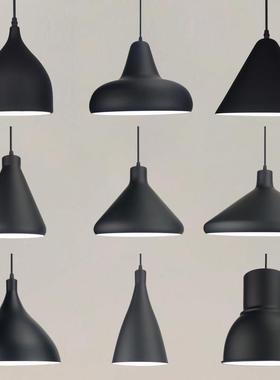 简约现代覆古工业风饭厅厅黑色咖啡吧台专用灯罩饭店个性单头吊灯