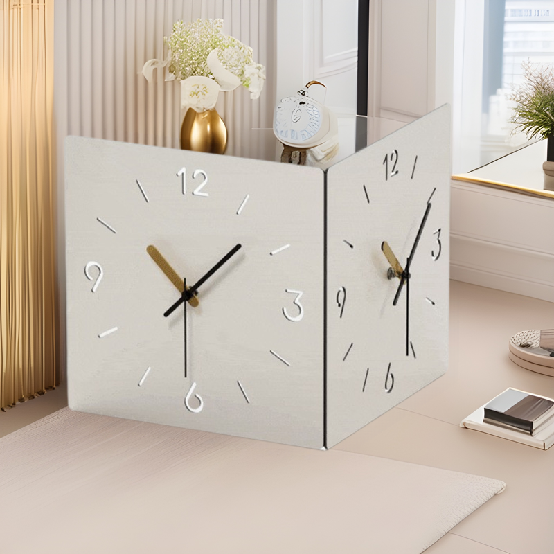2024新款现代简约时尚双面转角挂钟免打孔创意时钟钟表挂墙装饰