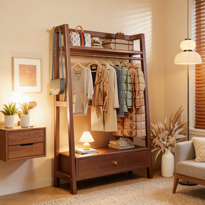 实木衣帽架落地卧室家用挂衣架子