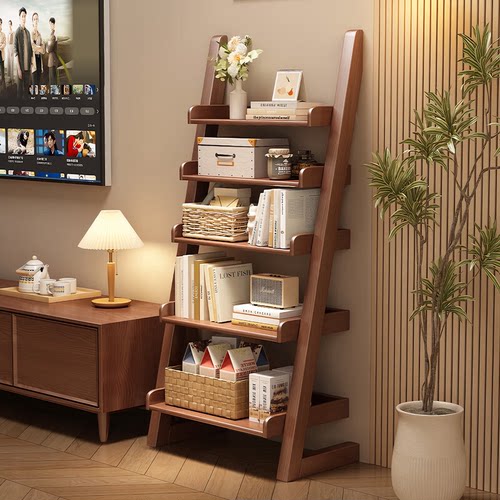 全实木梯形书架卧室家用多层储物