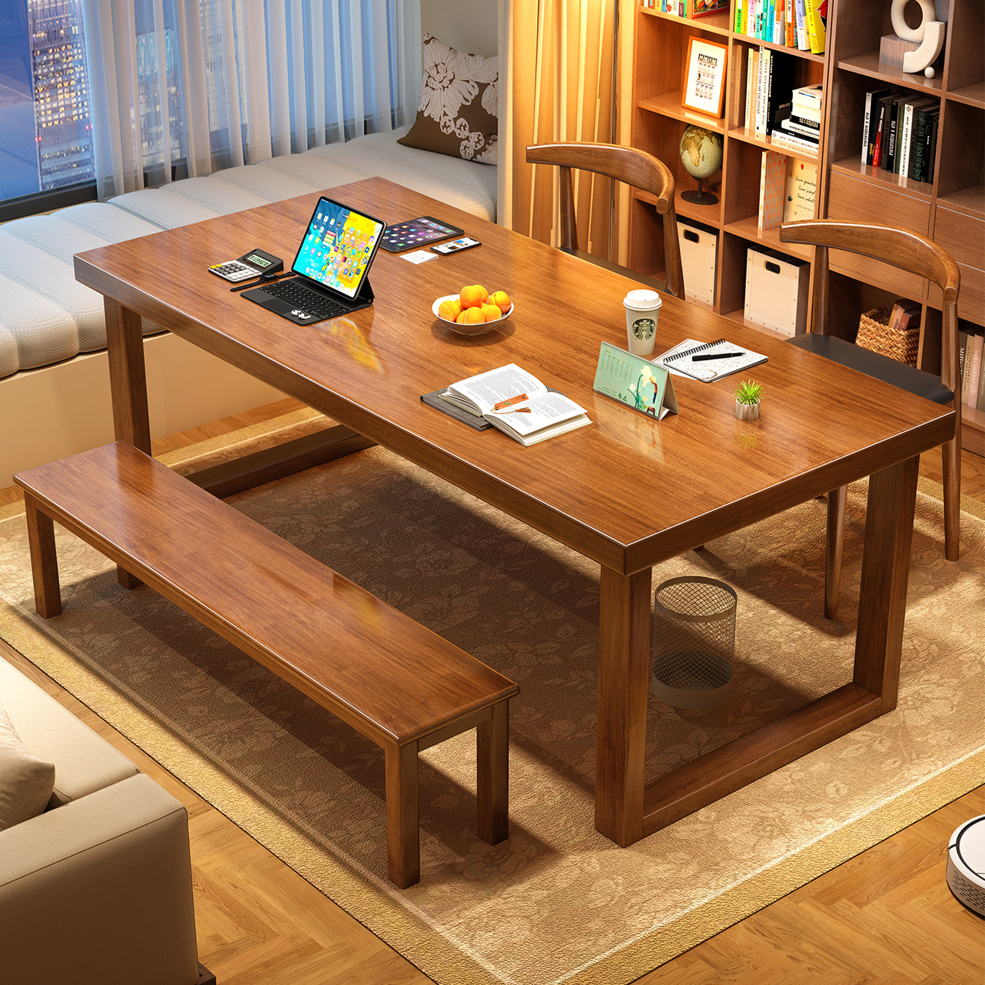 全实木大板桌家用儿童学习写字桌