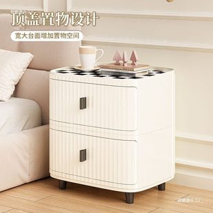 甄选床头柜储物柜免安装 储 一体式 塑料收纳柜奶油风轻奢加厚抽屉式