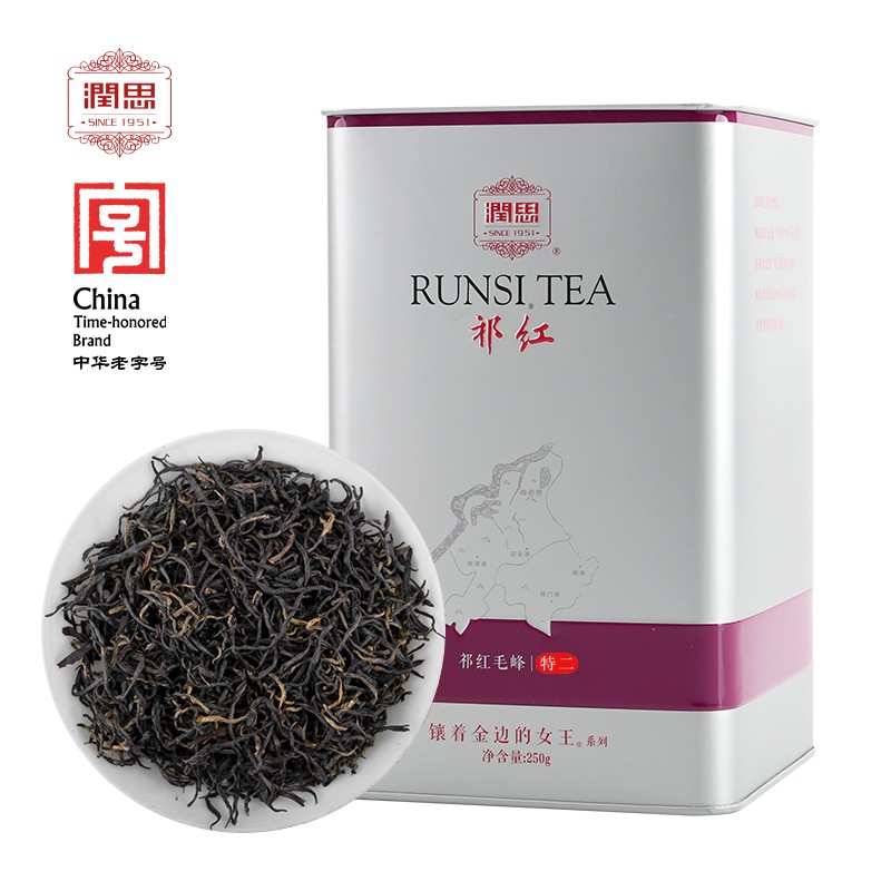 润思金典高档祁门红茶高山花香祁门红茶性价比口粮茶250g罐装