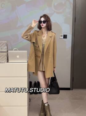 【重回首尔】双面羊毛大衣女2024秋冬新款韩版气质显瘦毛呢外套