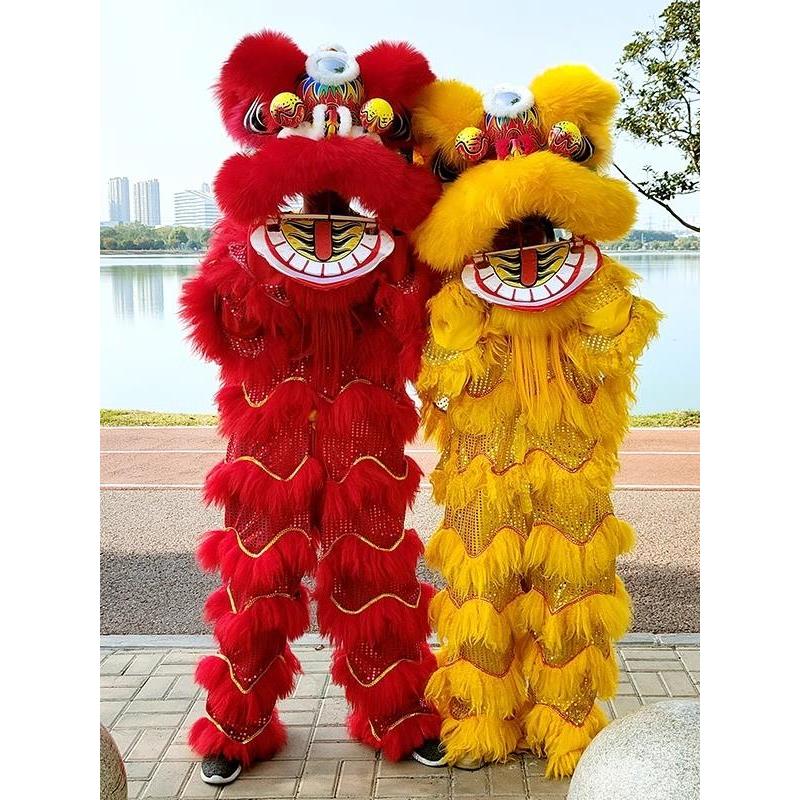 包邮社火单人舞龙舞狮道具成人儿童南师北狮醒狮服装小狮子头整套