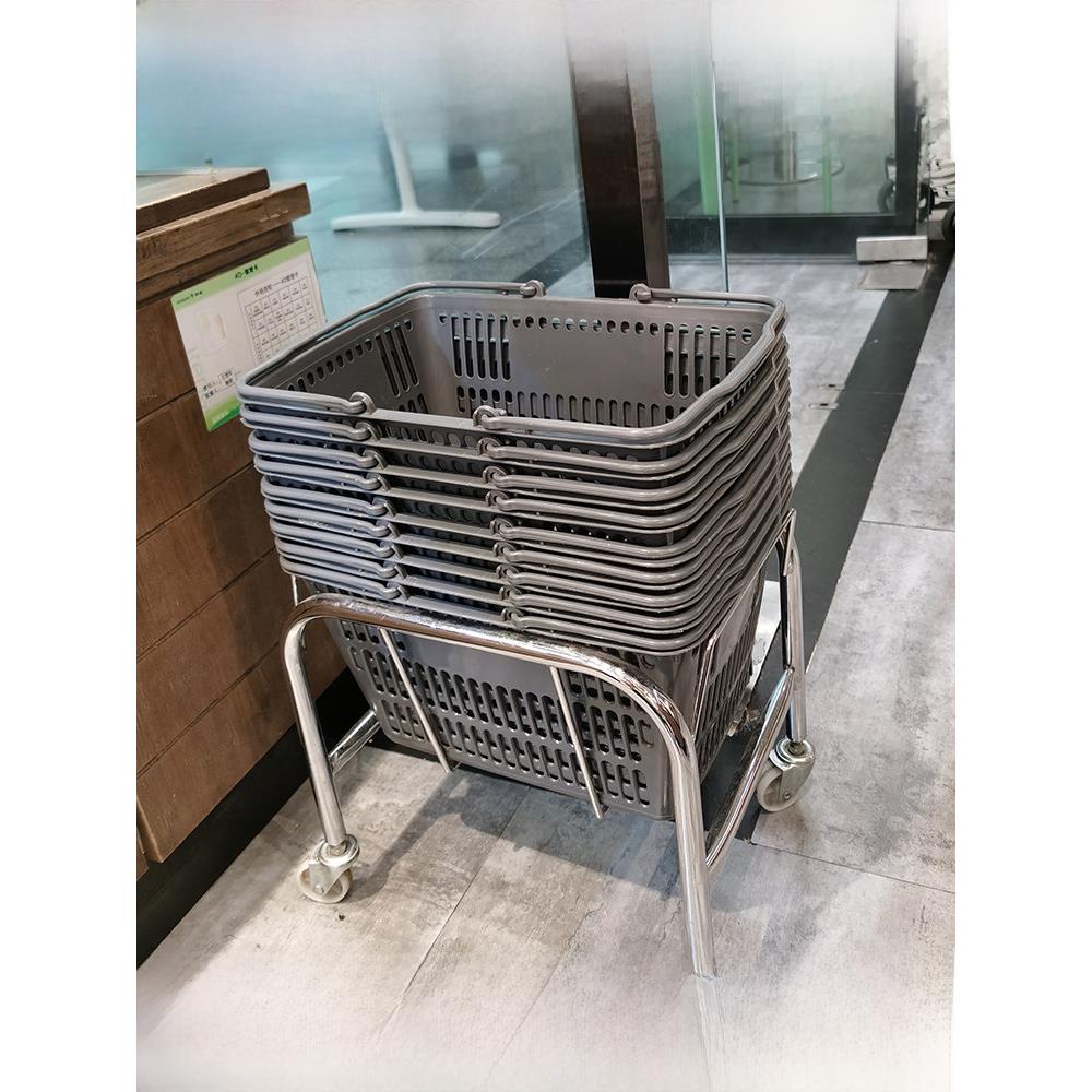 超市购物篮加厚塑料手提篮买菜筐便利店零食店塑料带轮子拉杆篮