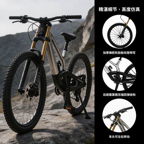 仿真前后可动弹簧减震速降自行车玩具模型软尾山地车赛车迷你单车