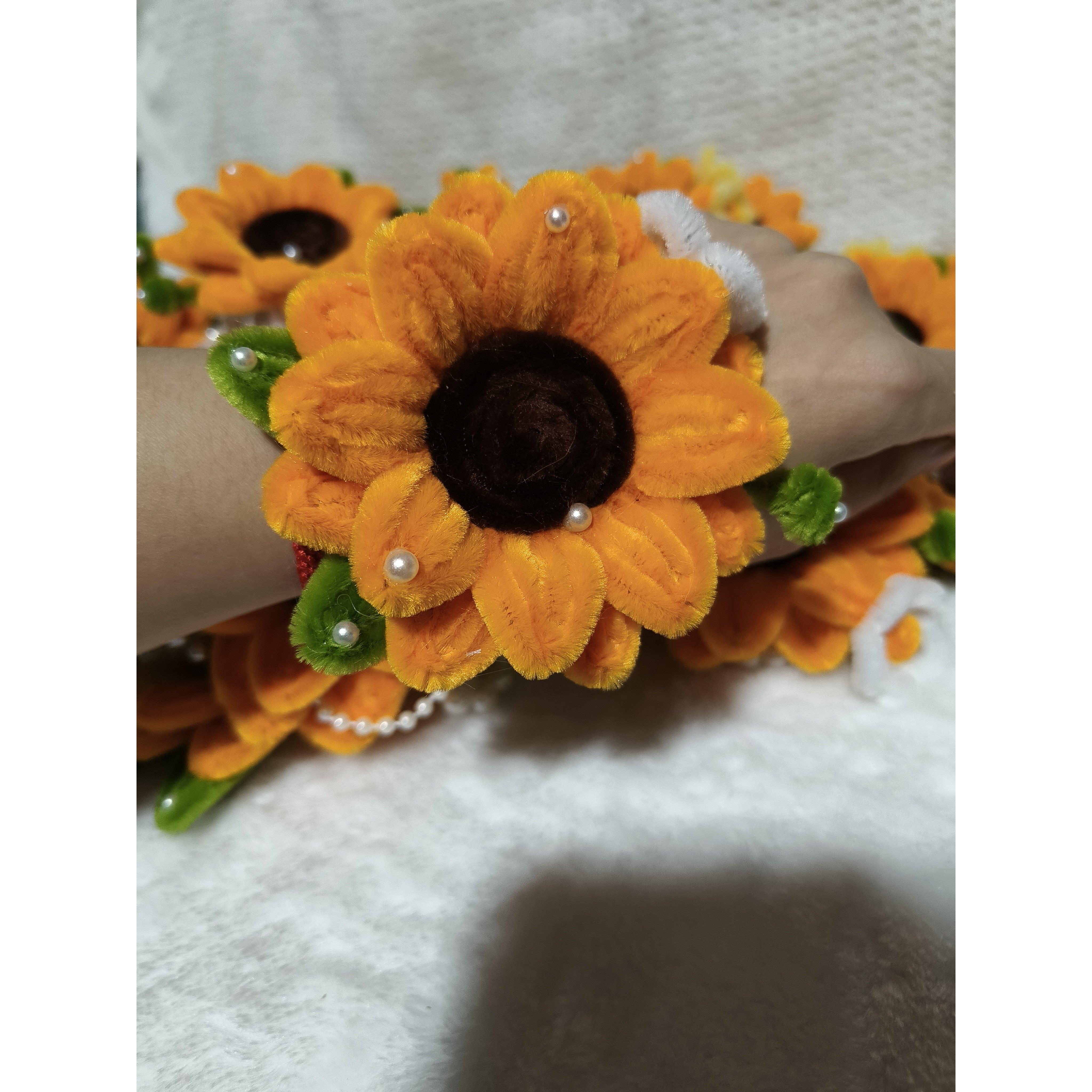 成品扭扭棒向日葵手腕花胸花手工编织一举夺魁活动礼品毕业礼物