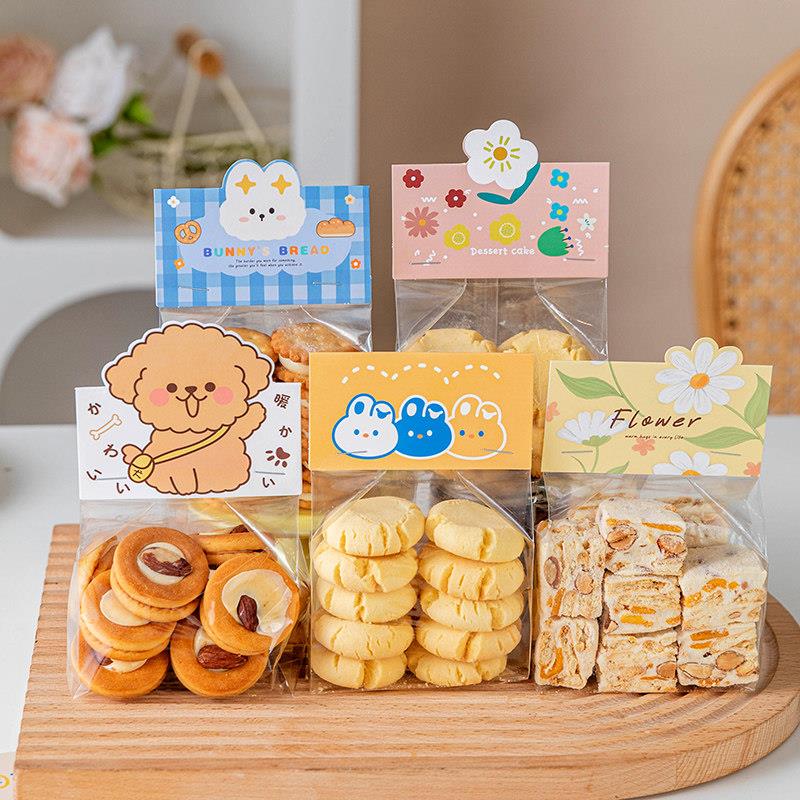 饼干包装袋卡头雪花酥食品子卡通糖果曲奇烘焙塑料密封的透明零食