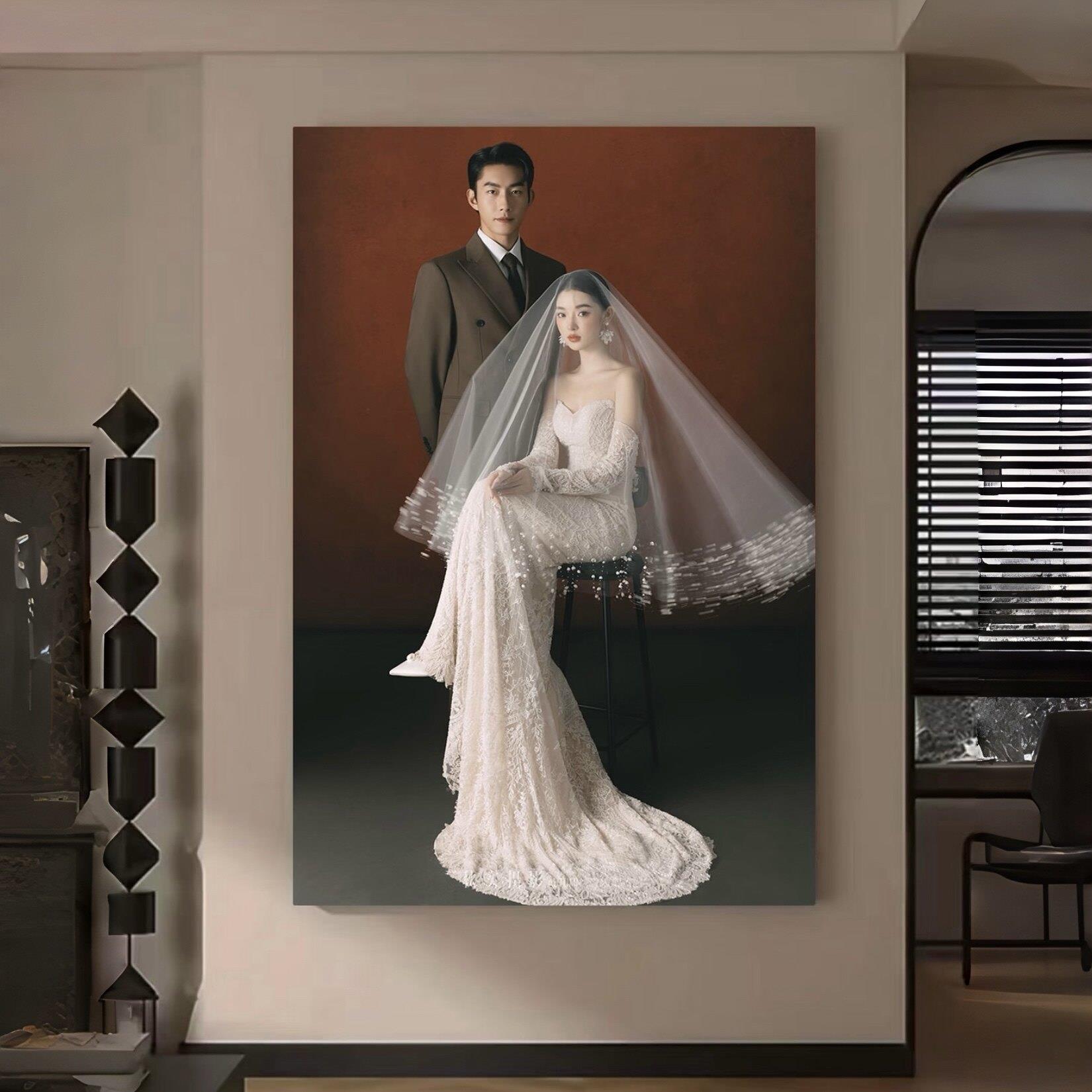 婚纱照相框放大挂墙高级定制高清全家福打冲印床头结婚洗照片卧室