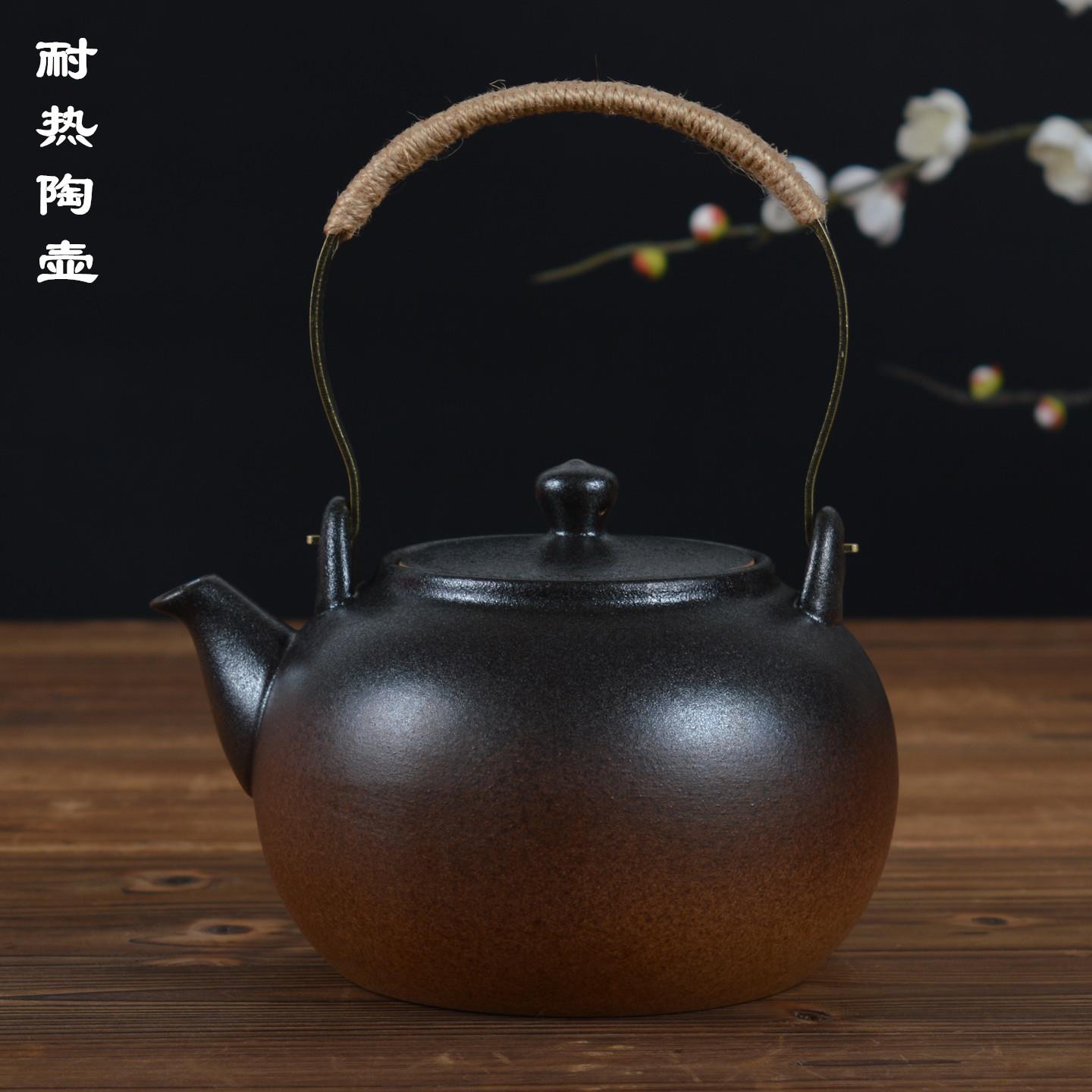 家用陶土明火茶壶养生天燃气灶烧水电陶炉煮茶器提梁长柄泡茶陶壶