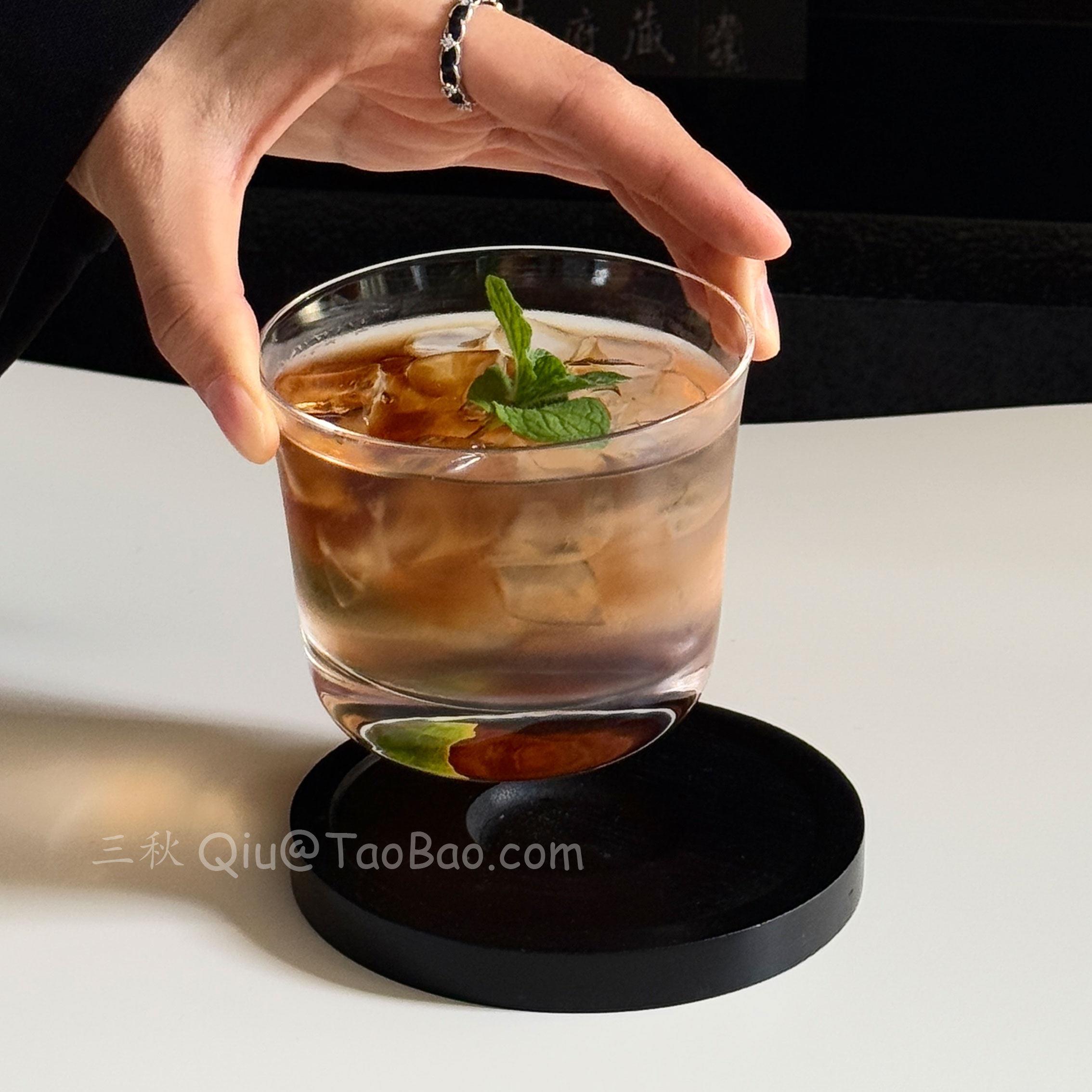 Sanq复古轻奢透明杯垫玻璃杯冰美式拿铁杯冷萃杯果汁杯饮品杯水杯