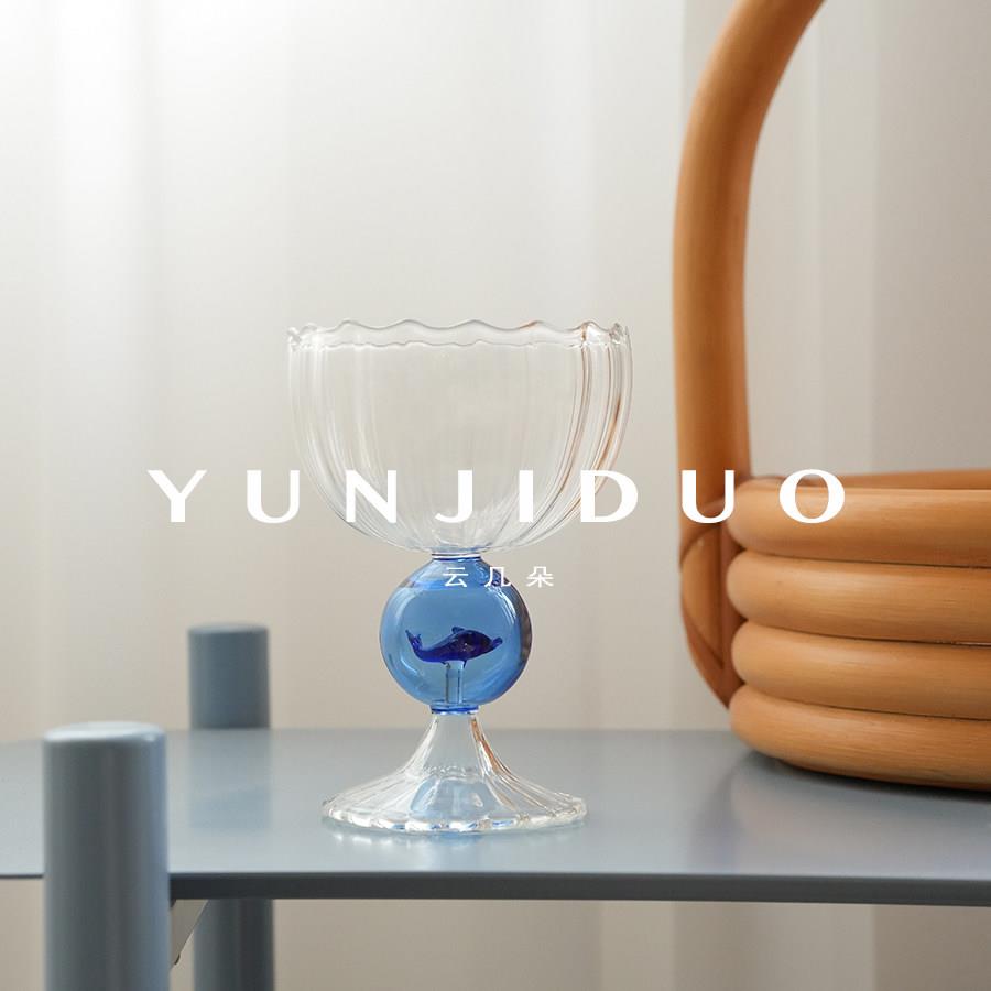 云几朵 原创手工海豚球球耐热玻璃酒水杯可爱礼物果汁咖啡牛奶杯